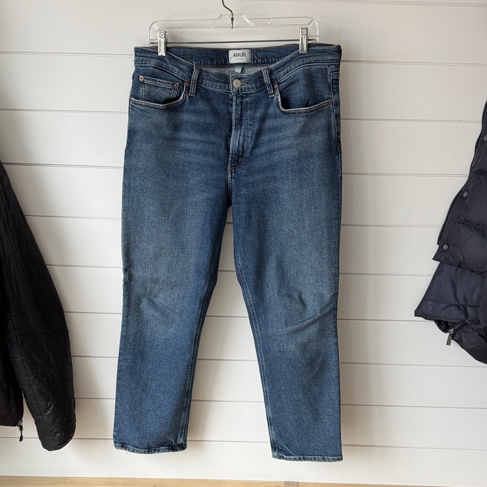 Agolde womens Dark Blue Straight Jeans